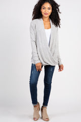 PinkBlush Beige Knit Draped Wrap V-Neck Nursing Top