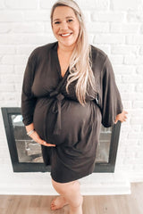 PinkBlush Black Delivery/Nursing Maternity Robe