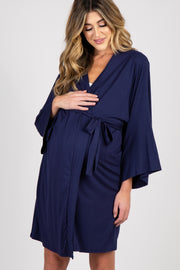 PinkBlush Navy Blue Delivery/Nursing Maternity Robe