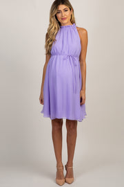 PinkBlush Lavender Chiffon High Neck Maternity Dress