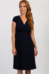 PinkBlush Navy Blue Draped Nursing Dress