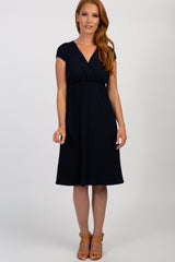 PinkBlush Navy Blue Draped Maternity/Nursing Dress