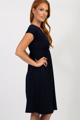 PinkBlush Navy Blue Draped Nursing Dress