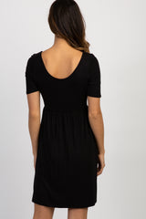 PinkBlush Black Solid Button Front Maternity Dress