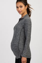 Charcoal Long Sleeve Ruched Maternity Active Top