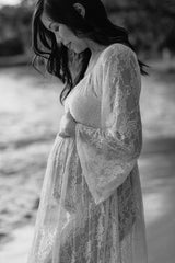 PinkBlush White Lace Off Shoulder Maternity Photoshoot Gown/Dress