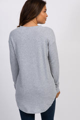 Heather Grey Long Sleeve Ribbed Maternity Top