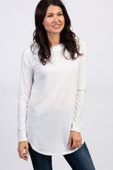 Ivory Long Sleeve Ribbed Maternity Top