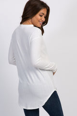 Ivory Long Sleeve Ribbed Maternity Top