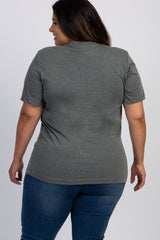 Charcoal Grey Mama Glitter Graphic Plus Top