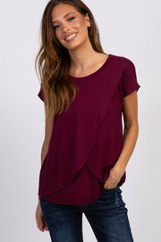 PinkBlush Burgundy Layered Wrap Front Nursing Top