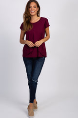 PinkBlush Burgundy Layered Wrap Front Nursing Top