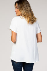 Ivory Button Tie Front Top