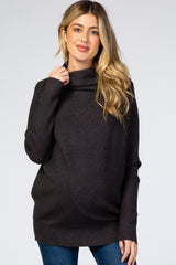 Charcoal Funnel Neck Dolman Sleeve Maternity Sweater