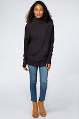 Charcoal Funnel Neck Dolman Sleeve Sweater