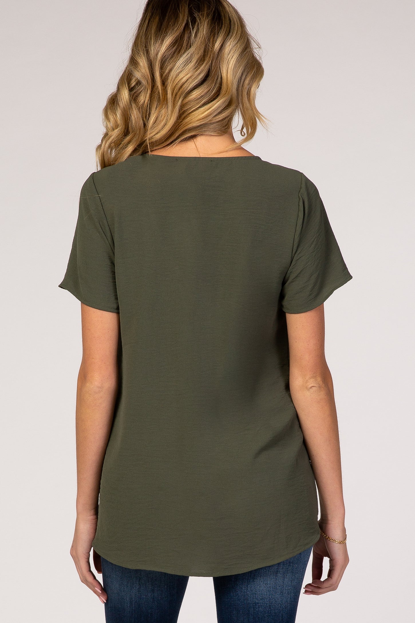 Light Olive Button Tie Front Maternity Top – PinkBlush