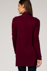 Burgundy Open Front Draped Cardigan