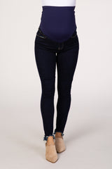 PinkBlush Navy Blue Distressed Hem Maternity Jean