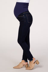 PinkBlush Navy Blue Distressed Hem Maternity Jean