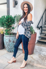 PinkBlush Navy Blue Distressed Hem Maternity Jean