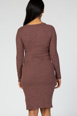 Mauve Knit Long Sleeve Maternity Dress