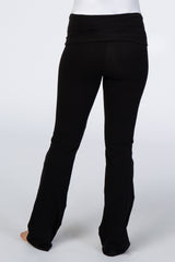 Black Flared Folded Waist Maternity Lounge Pants