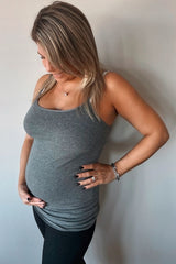 Heather Grey Solid Maternity Cami