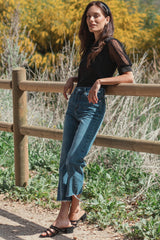 Black Mesh Sleeve Top