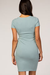 Dusty Mint Ribbed Dress