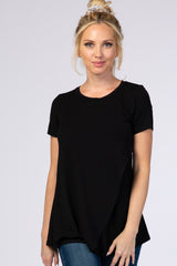 Black Layered Wrap Front Maternity Nursing Top