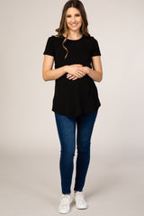 Black Layered Wrap Front Maternity Nursing Top