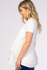 Ivory Layered Wrap Front Maternity Nursing Top