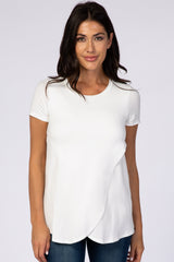 Ivory Layered Wrap Front Maternity Nursing Top