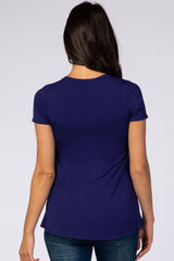 Navy Layered Wrap Front Nursing Top