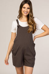 Charcoal Adjustable Strap Maternity Short Overalls