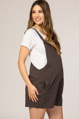 Charcoal Adjustable Strap Maternity Short Overalls