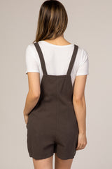 Charcoal Adjustable Strap Maternity Short Overalls