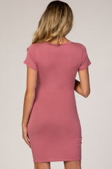 Mauve Wrap Maternity T-Shirt Dress