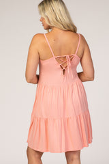 Coral Tiered Maternity Tank Dress