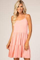 Coral Tiered Maternity Tank Dress