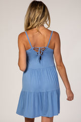 Blue Tiered Maternity Tank Dress