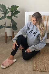 Grey Screen Print Mama Maternity Pullover Sweatshirt