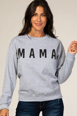 Grey Screen Print Mama Maternity Pullover Sweatshirt