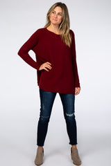 Burgundy Soft Knit Boatneck Dolman Sweater