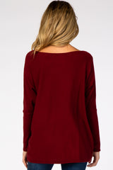 Burgundy Soft Knit Boatneck Dolman Sleeve Maternity Sweater