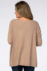 Mocha Soft Knit Boatneck Dolman Sleeve Sweater