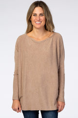 Mocha Soft Knit Boatneck Dolman Sleeve Sweater