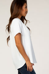 White Short Sleeve V-Neck Blouse