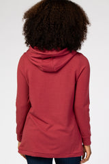 Red Layered Front Nursing Fleece Hoodie