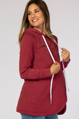 Red Layered Front Maternity/Nursing Fleece Hoodie